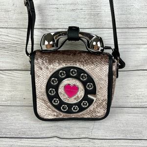 RARE Betsey Johnson "Call Me Baby" Velvet Crush Crossbody Bag